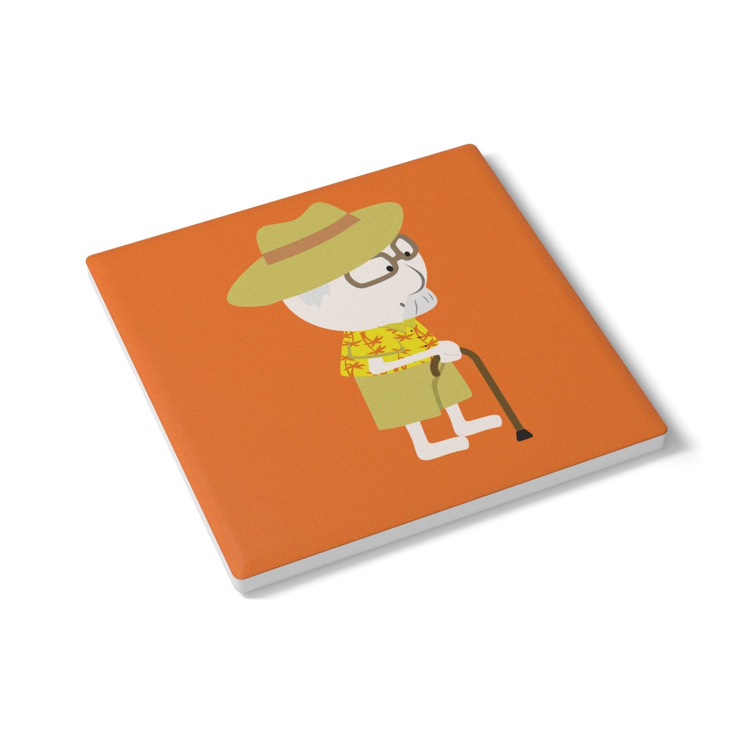 Ceramic Coaster | Grandpa with Cane | Whimsical & Minimalist