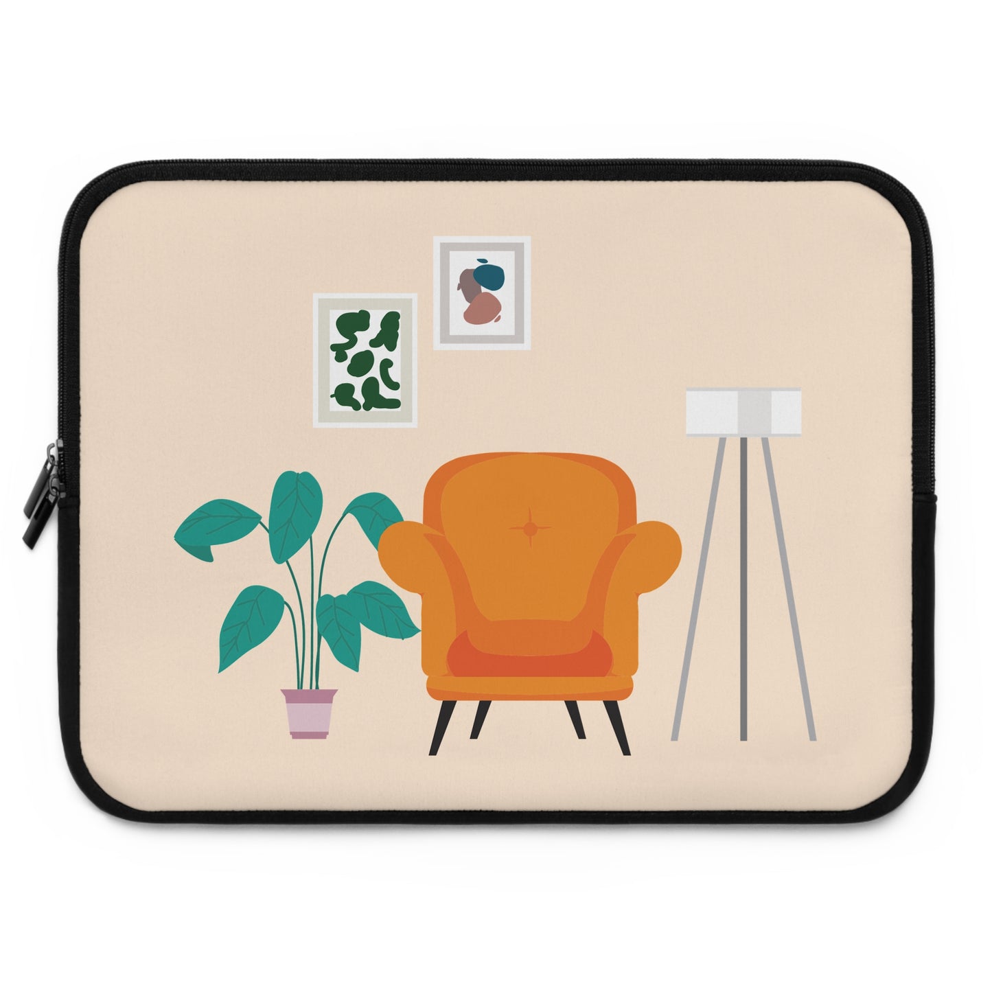 Clean Work, Clean Mind | Laptop Sleeve with Minimalist Living Room Print | Sleek – Stylish – Smart