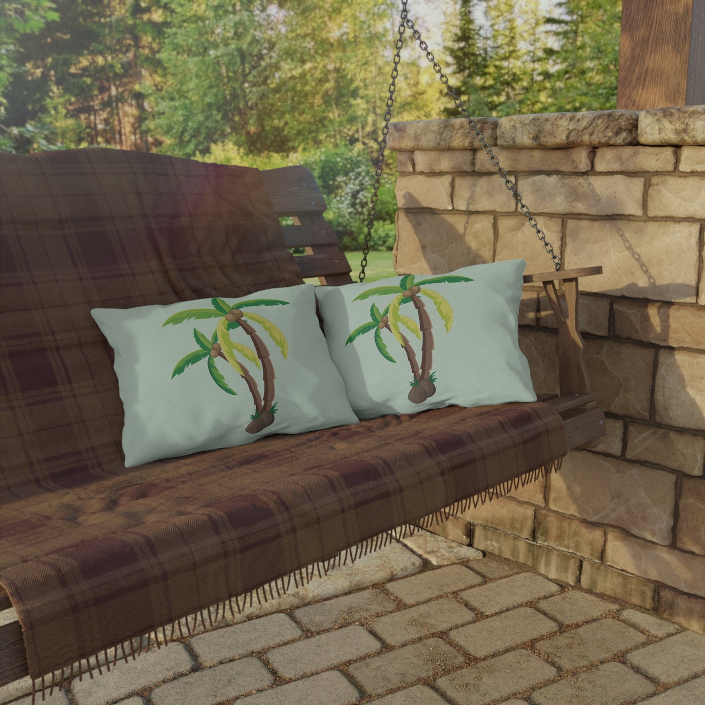 Palm Tree Outdoor Pillow | Tropical Island Vibe Decor