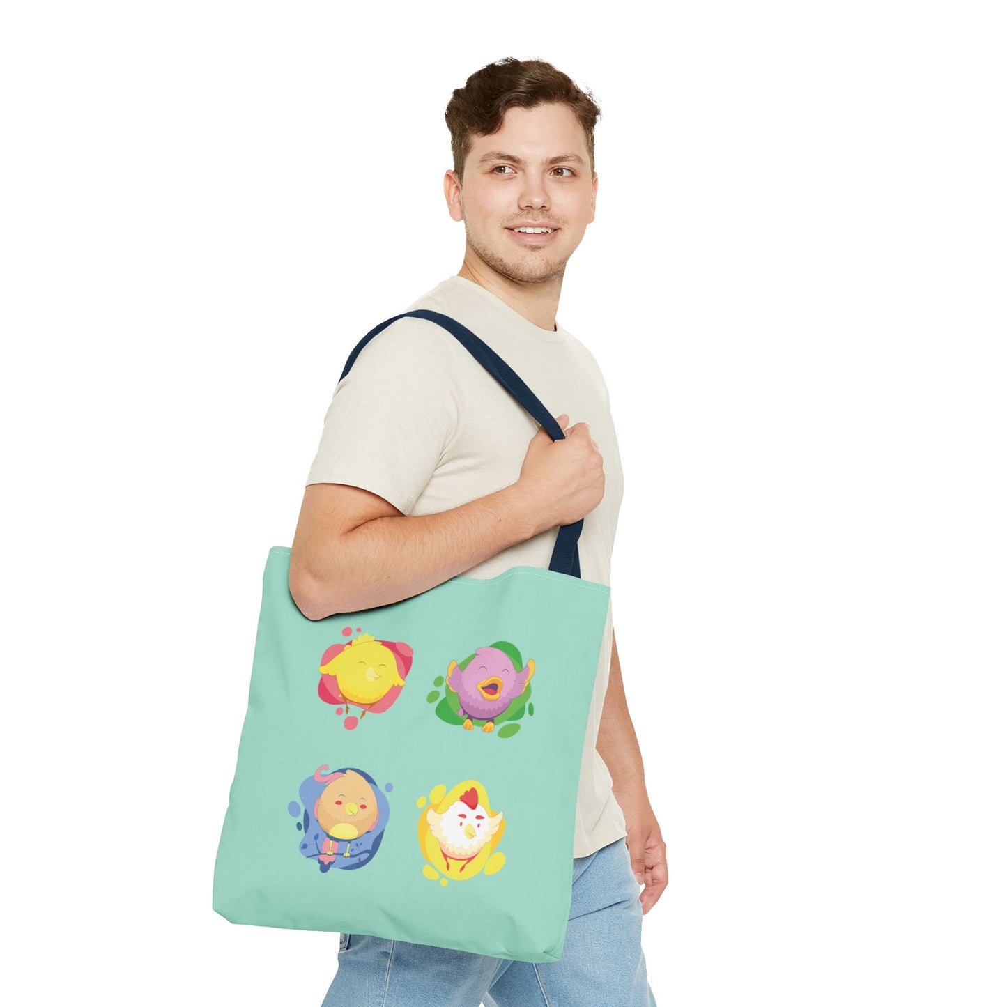 Happy Farm Friends | Cute Chicken & Parrot Tote Bag