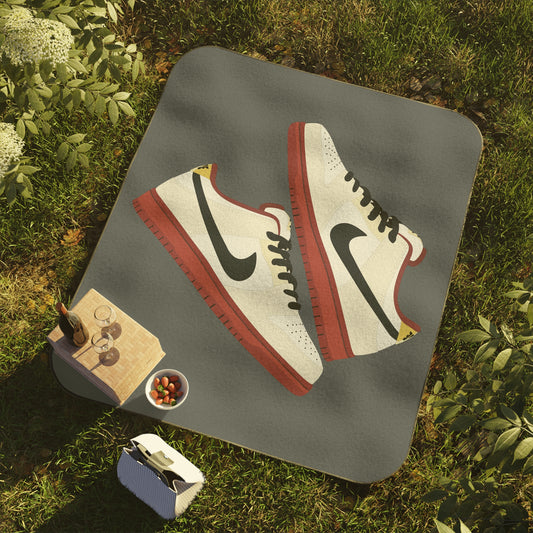 Outdoor Fun Vibes | Stylish Picnic Blanket with Shoes & Racket Art | Sporty Meets Chill