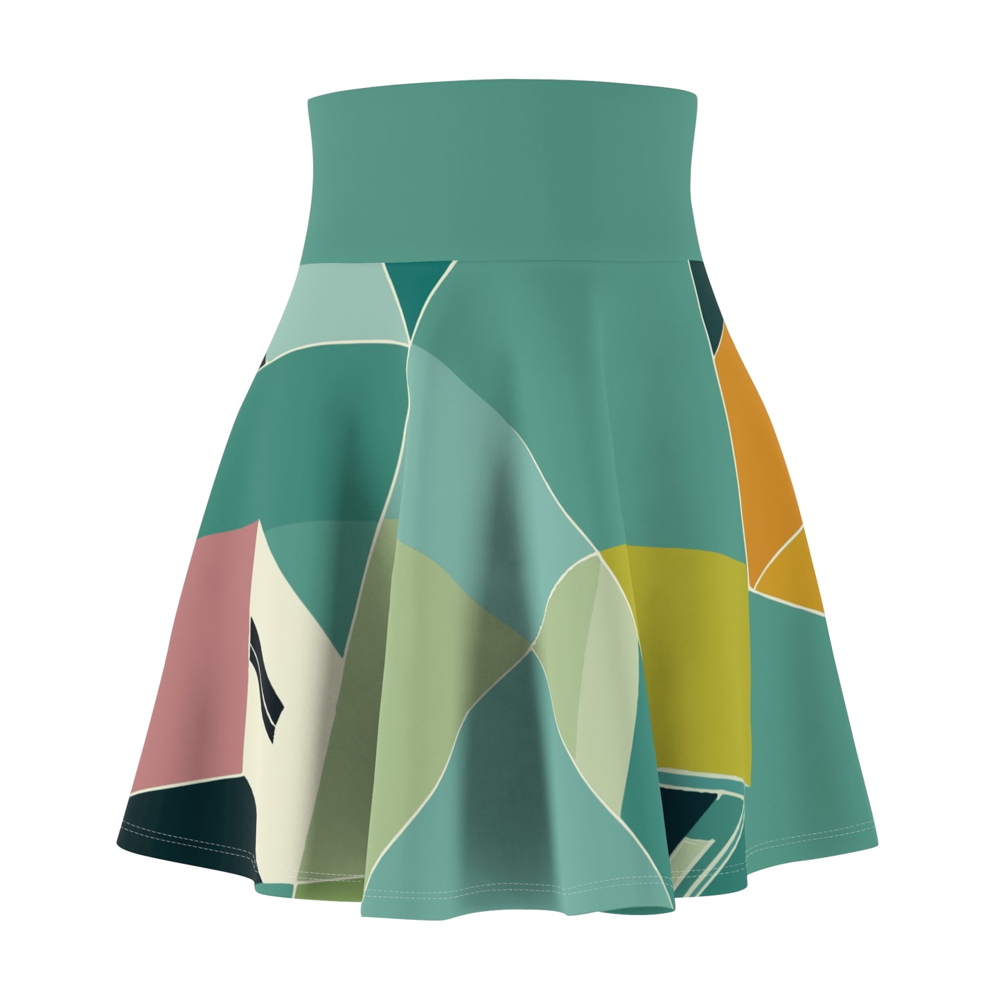 Dynamic Skater Skirt | Unique Hand-Drawn House Pattern