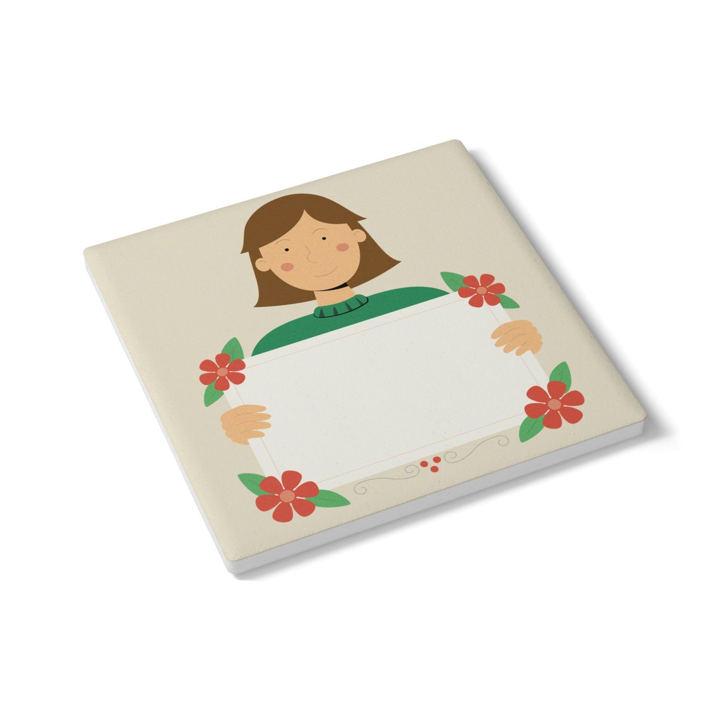 “Speak Up” Ceramic Coaster | Girl with Sign Design