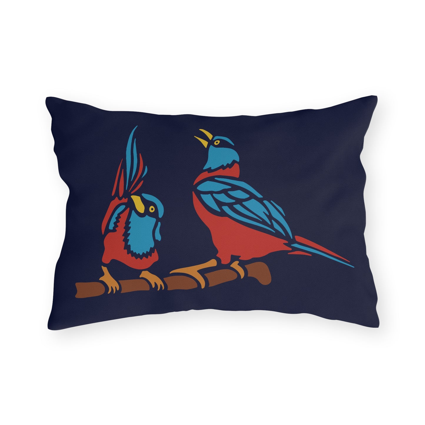 Two Digital Birds | Artistic Outdoor Decorative Pillow