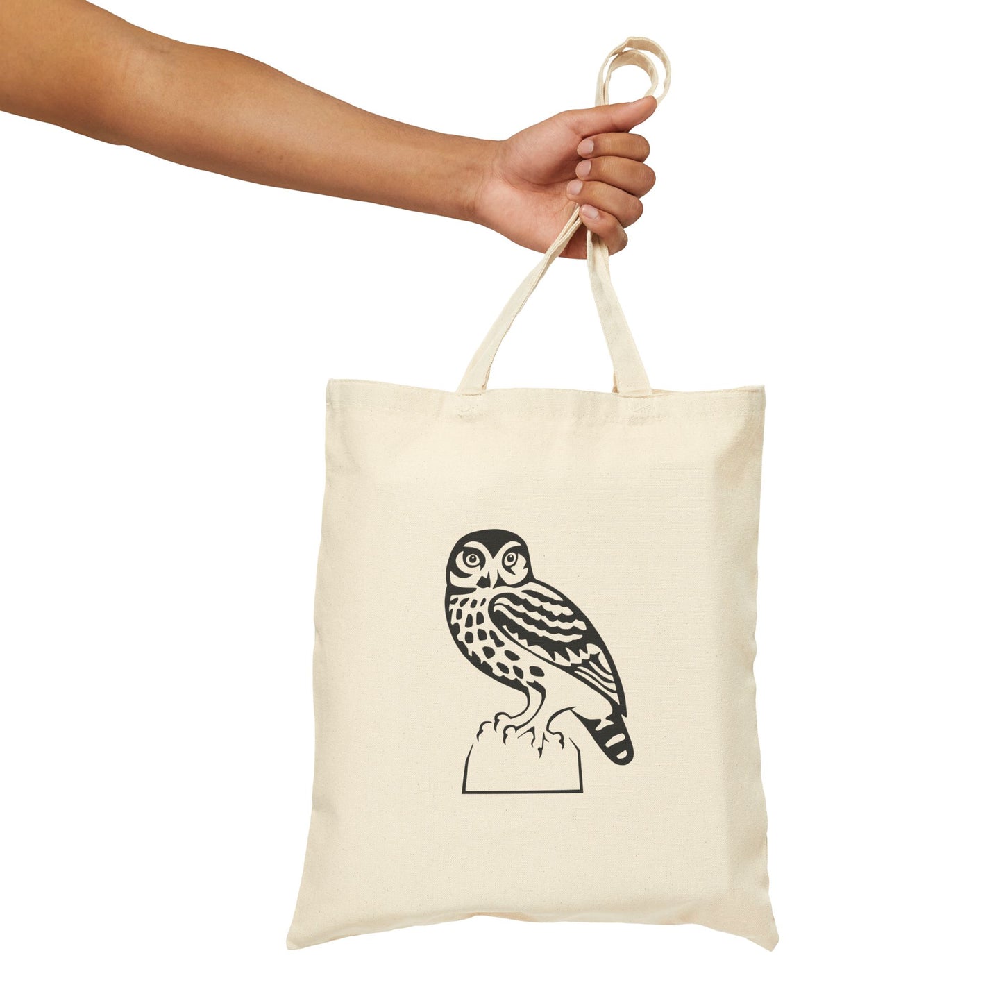 Natural Style | Cotton Canvas Tote Bag with Artistic Owl Print