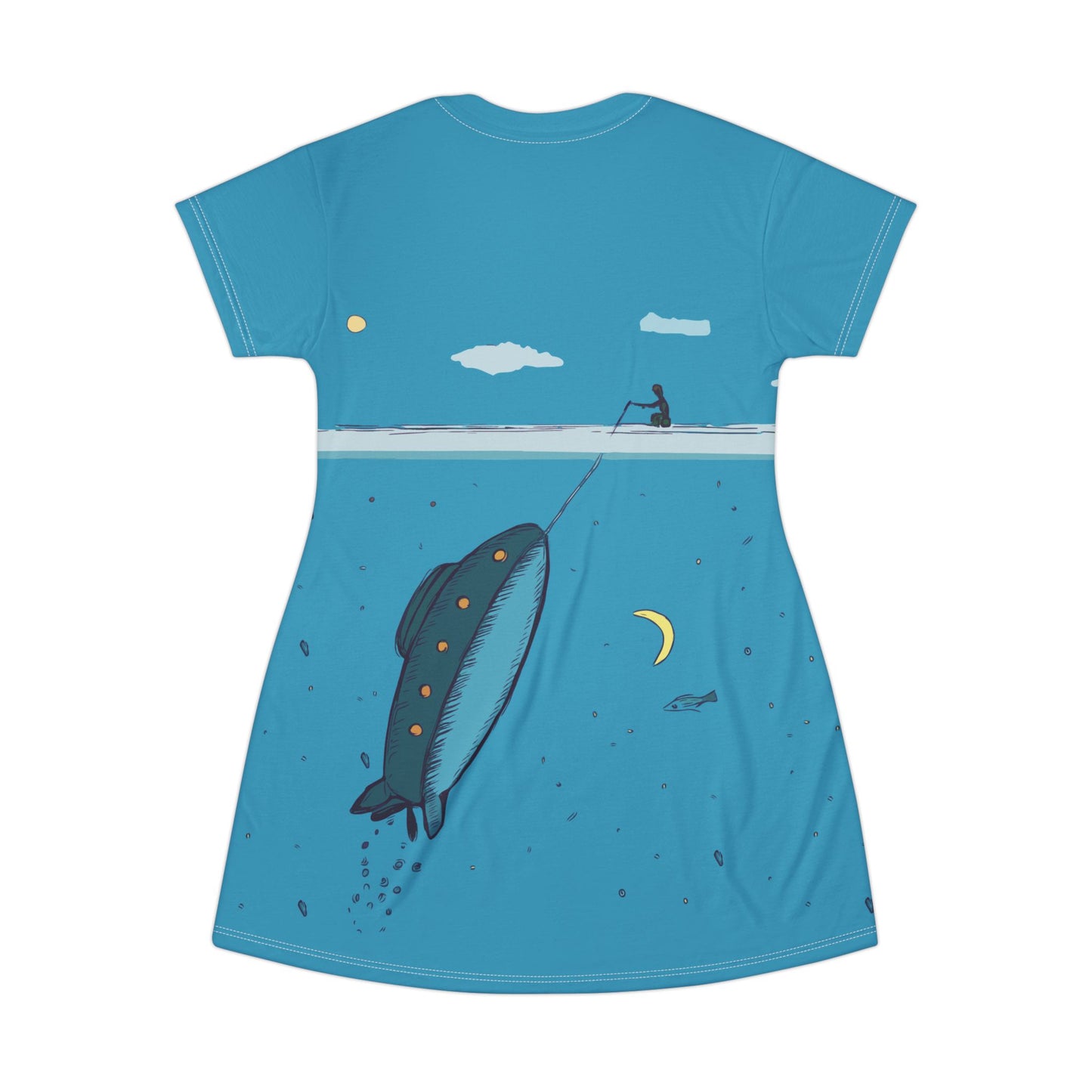 Deep Sea Submarine Voyage | Artistic Ocean-Inspired T-Shirt Dress