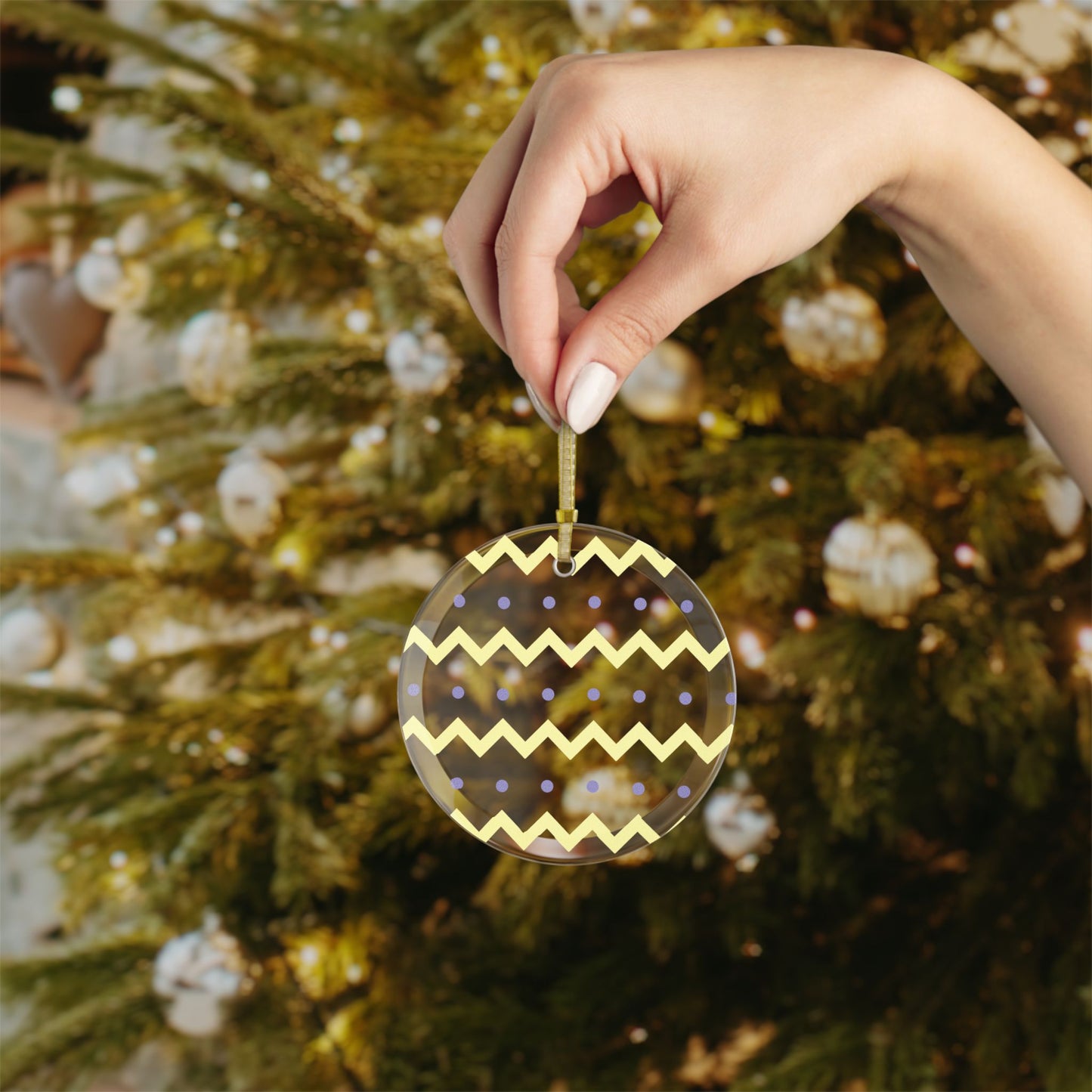 Minimalist Chevron Glass Ornament | Rhythm in Simplicity