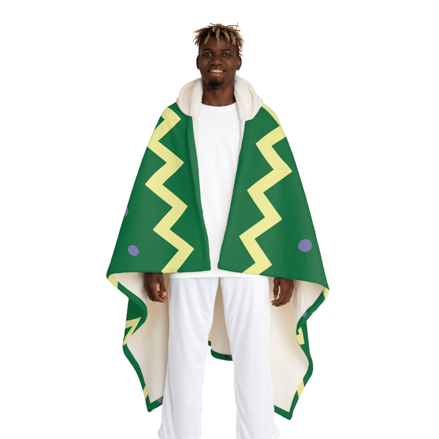 Minimalist Chevron Dot Hooded Sherpa Blanket