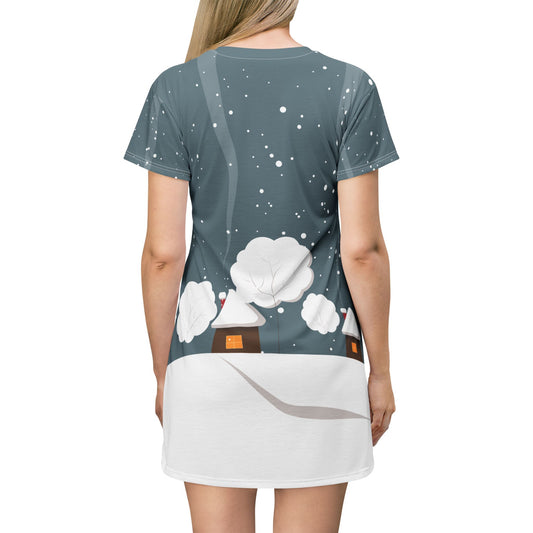 T-Shirt Dress | Snowy Winter Landscape