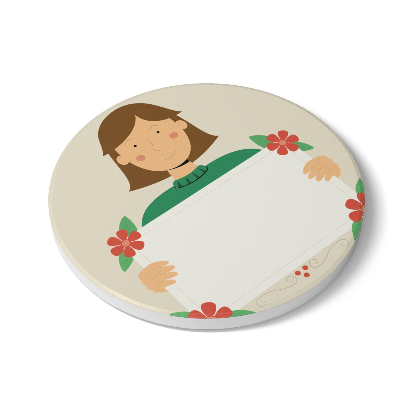 “Speak Up” Ceramic Coaster | Girl with Sign Design
