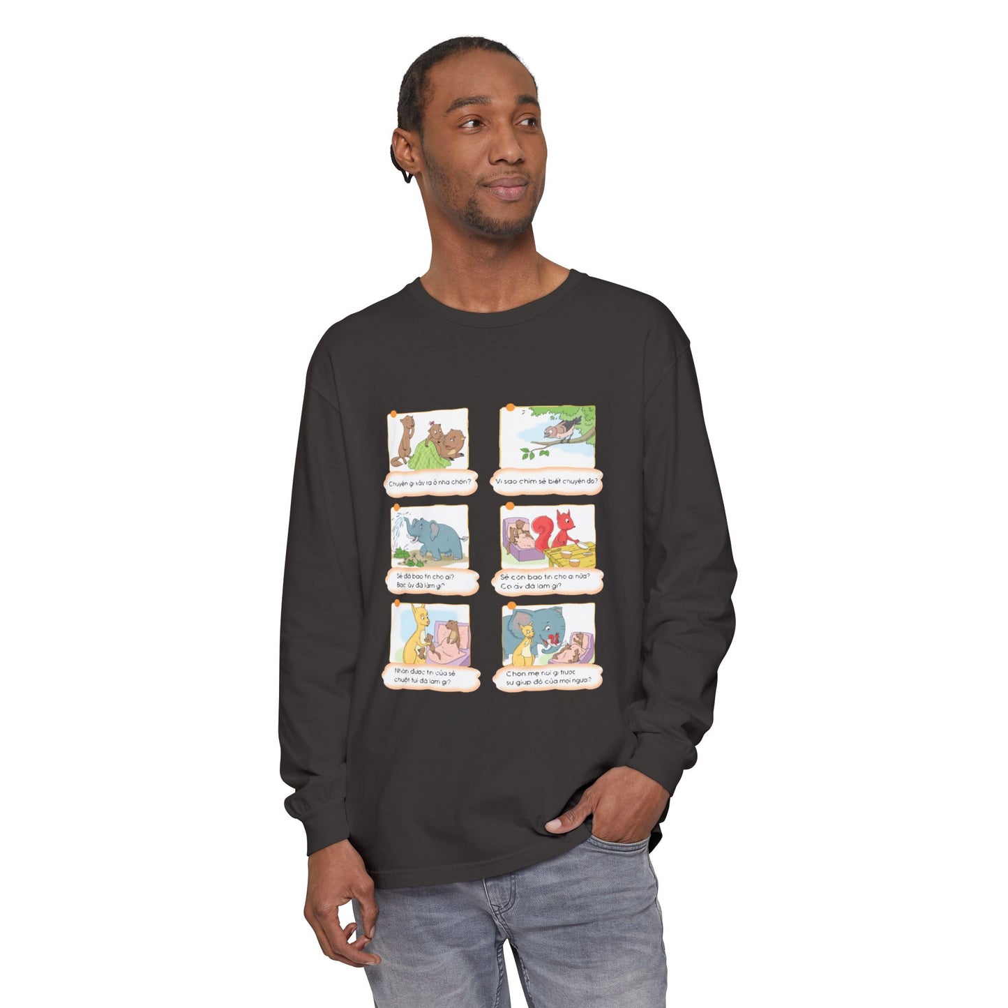 Premium Unisex Garment-Dyed Long Sleeve Tee | A Story of Kind Neighbors