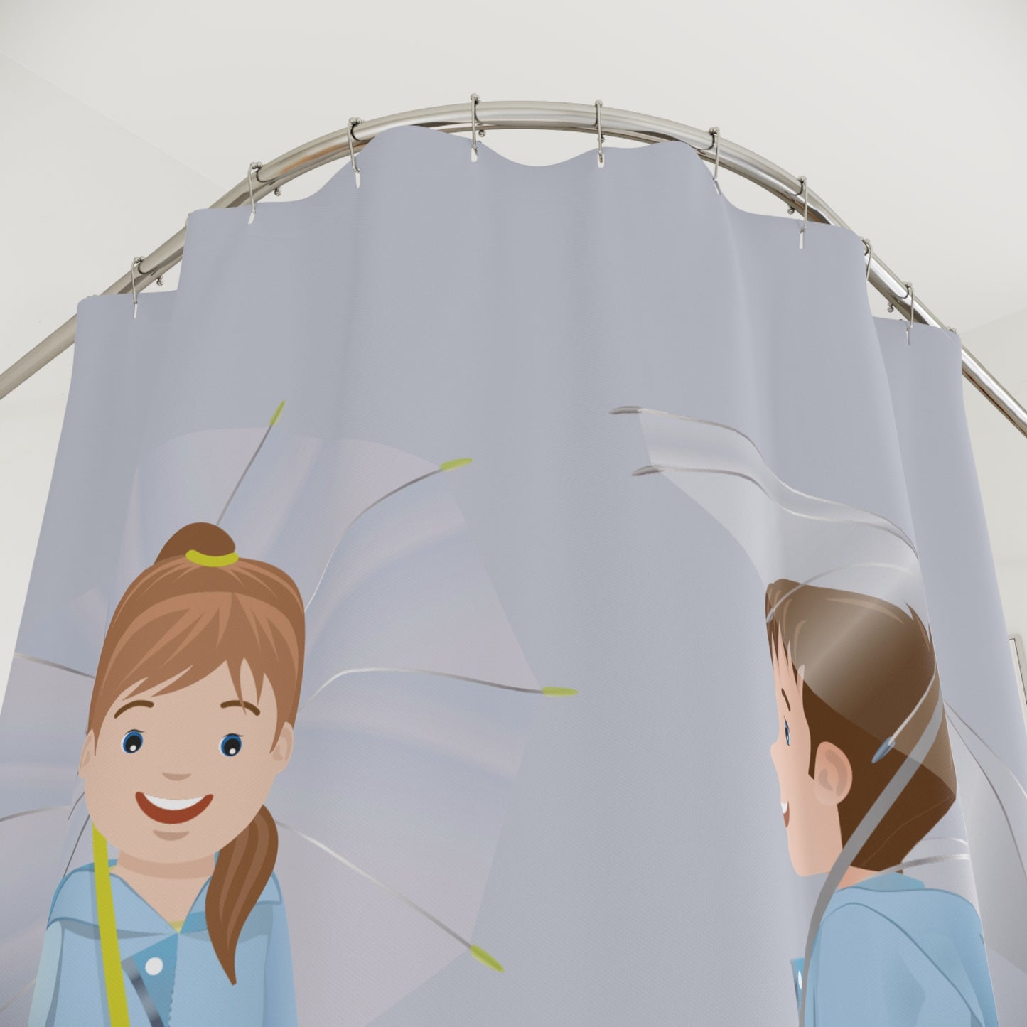 Rainy Day Memory | Kids, Dog & Umbrella Shower Curtain