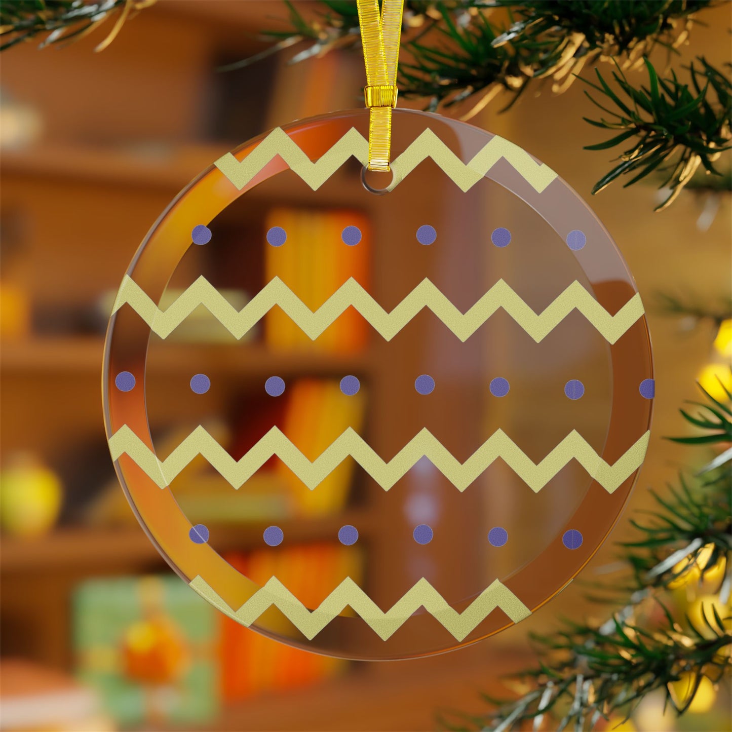 Minimalist Chevron Glass Ornament | Rhythm in Simplicity