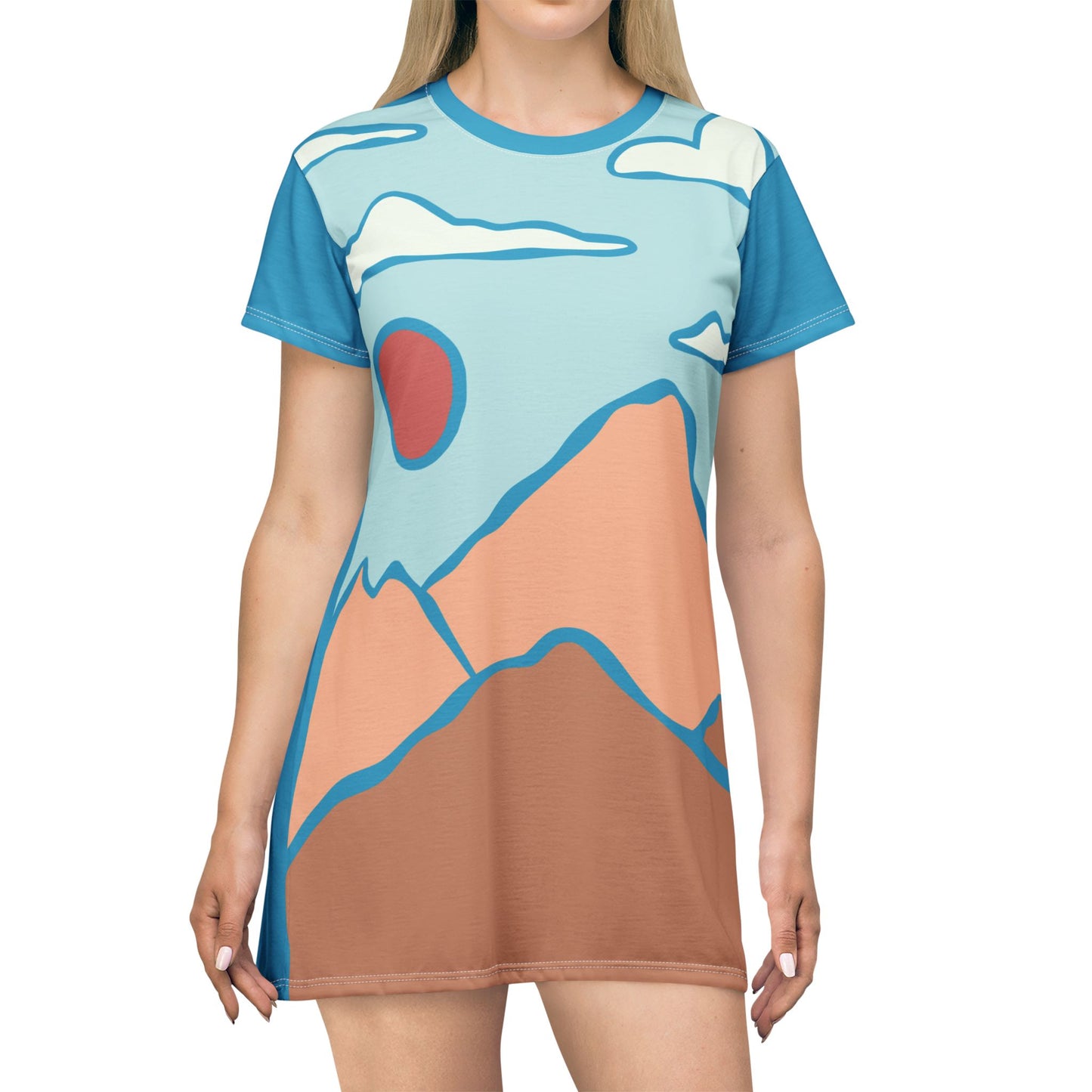 T-Shirt Dress – Sunrise Over Ocean & Mountain