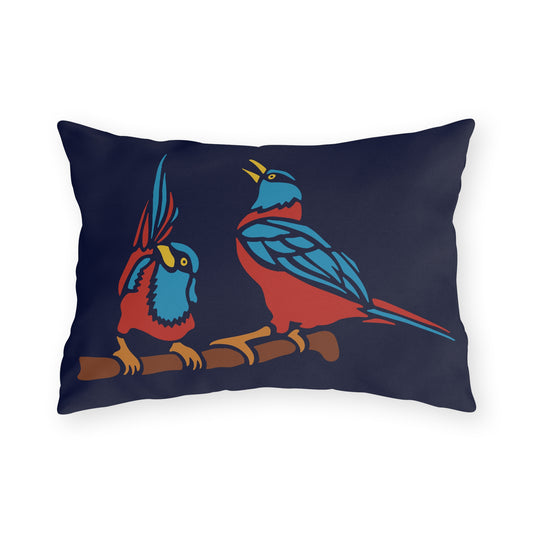 Two Digital Birds | Artistic Outdoor Decorative Pillow