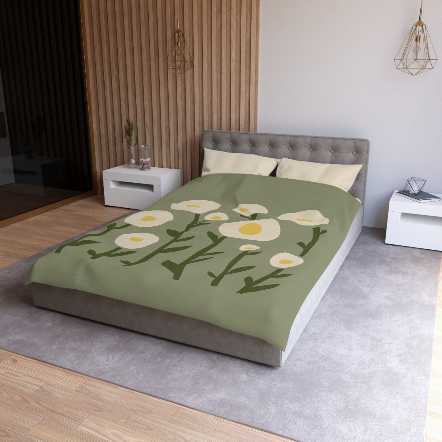 "Sunny Egg Bloom" Microfiber Duvet Cover | Cute & Minimalist Bedroom Vibes