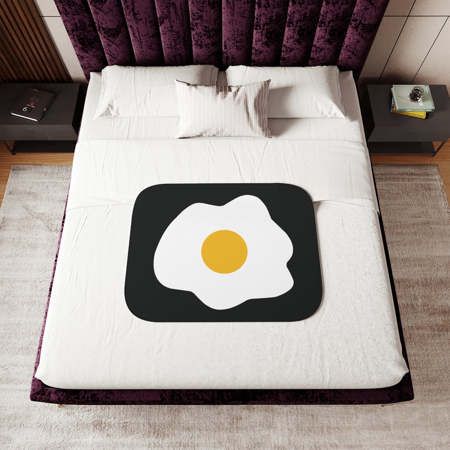 Wake Up Happy | Sherpa Blanket with Fried Egg Print