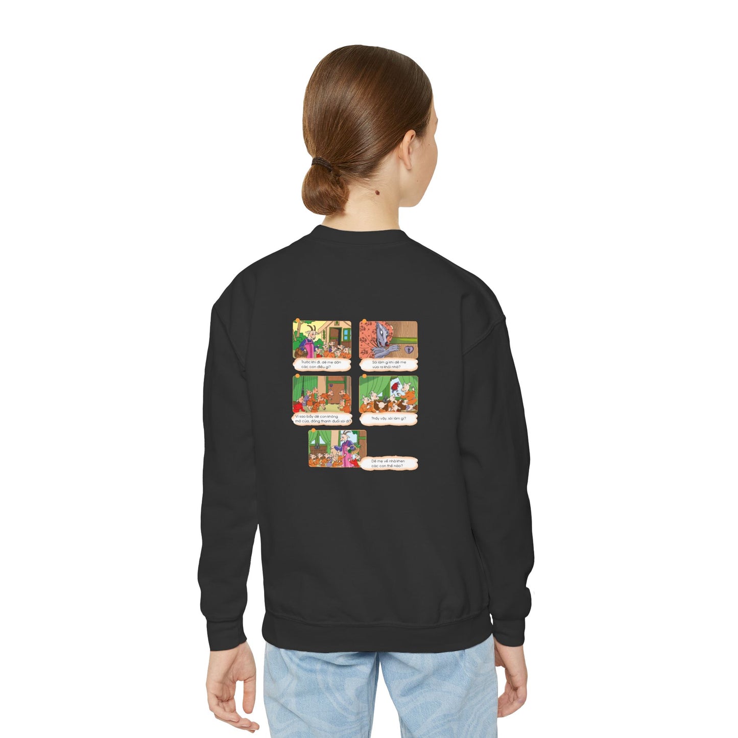 Premium Youth Crewneck Sweatshirt | The Story of the Kind Girl and Grateful Bear