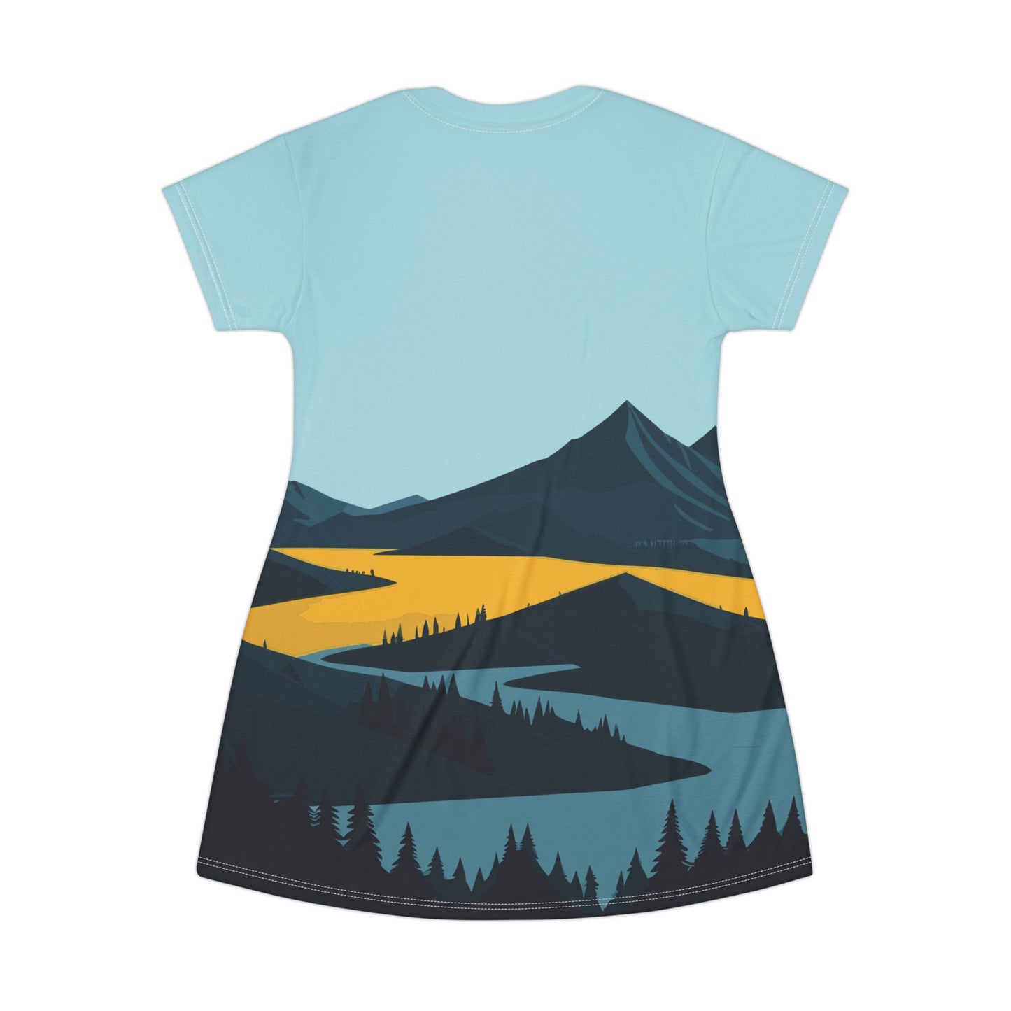 T-Shirt Dress | River & Mountain Landscape | Elegant Minimalism