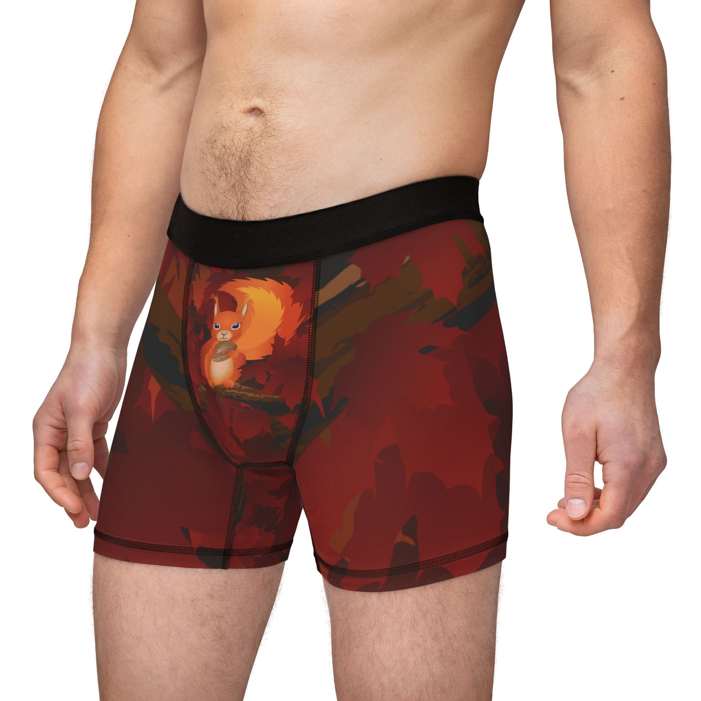 Squirrel Under Maple | Fun Men's Boxers with Woodland Charm | Cute – Comfy – Confident
