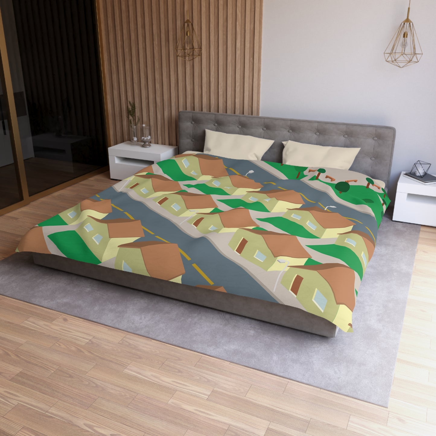 “Urban House View” Microfiber Duvet Cover | Where Architecture Meets Comfort