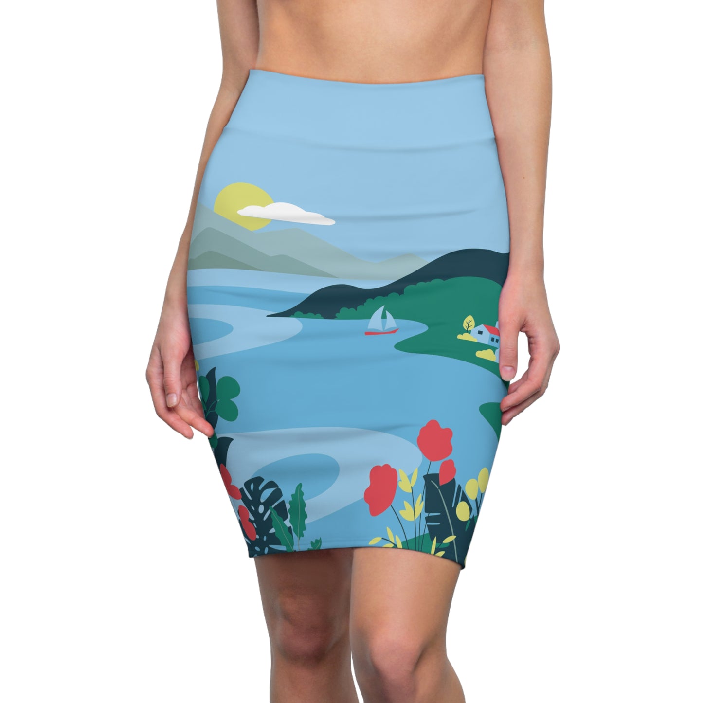 Village by the Mountain | Elegant Pencil Skirt