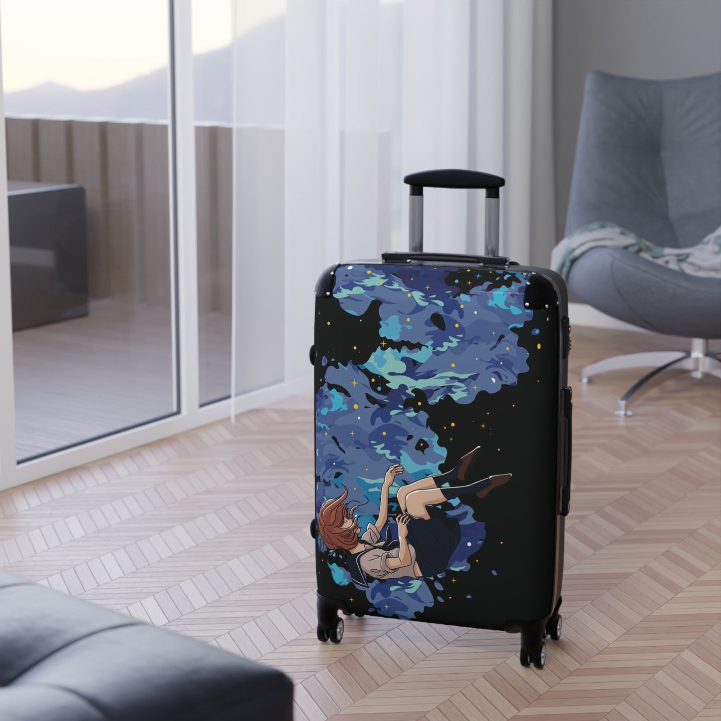 2D Art Suitcase | Girl & Water Scene