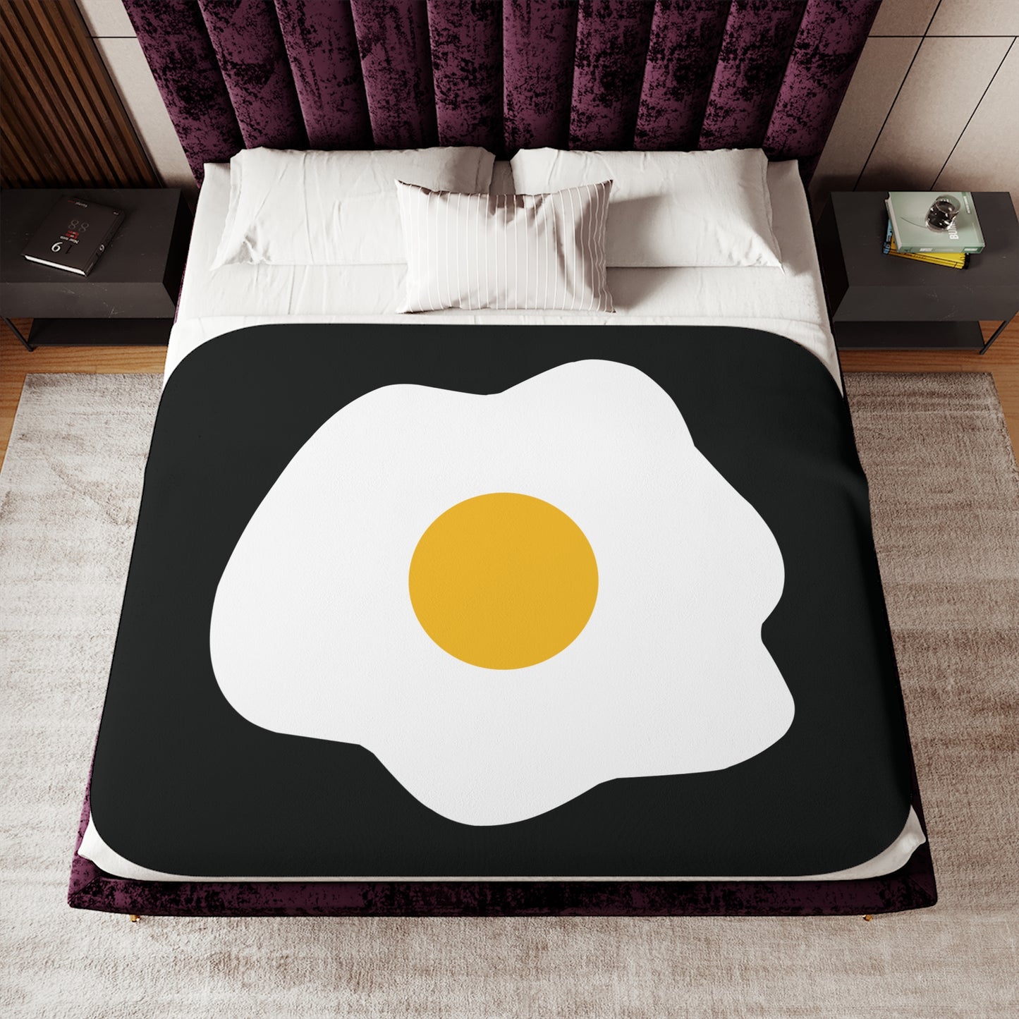 Wake Up Happy | Sherpa Blanket with Fried Egg Print
