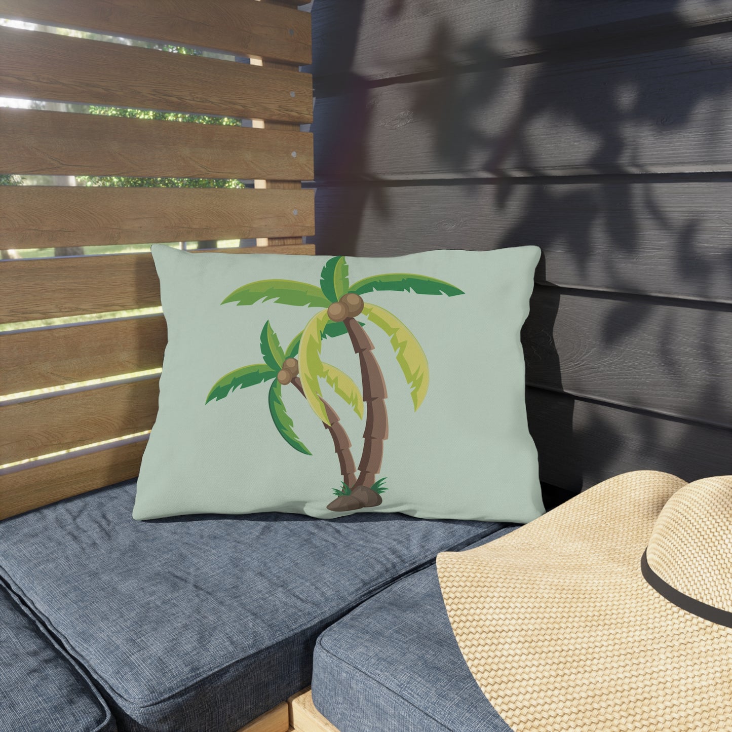 Palm Tree Outdoor Pillow | Tropical Island Vibe Decor