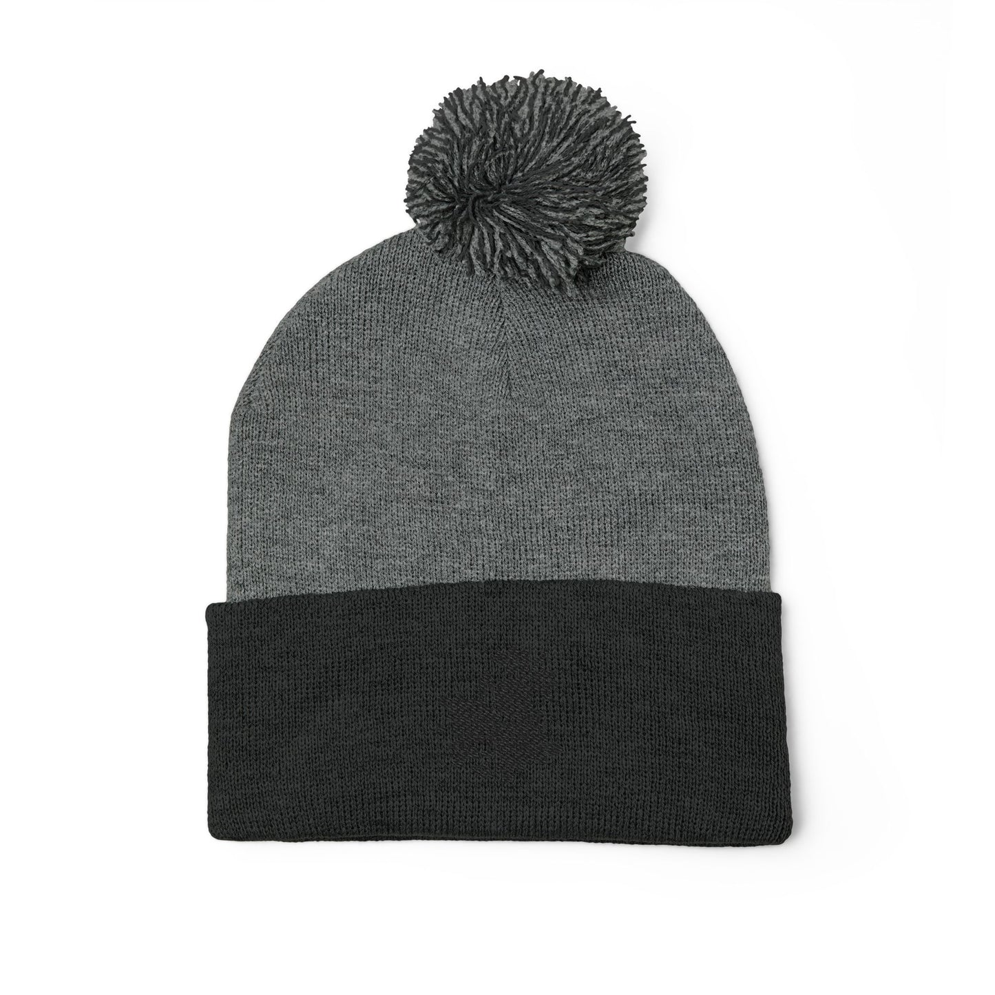 Decorative Floral Charm | Embroidered Pom-Pom Knit Cap
