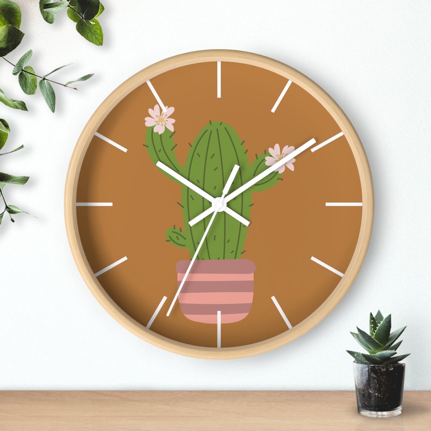 Cactus Minimal Wall Clock | Playful Time, Minimal Vibe