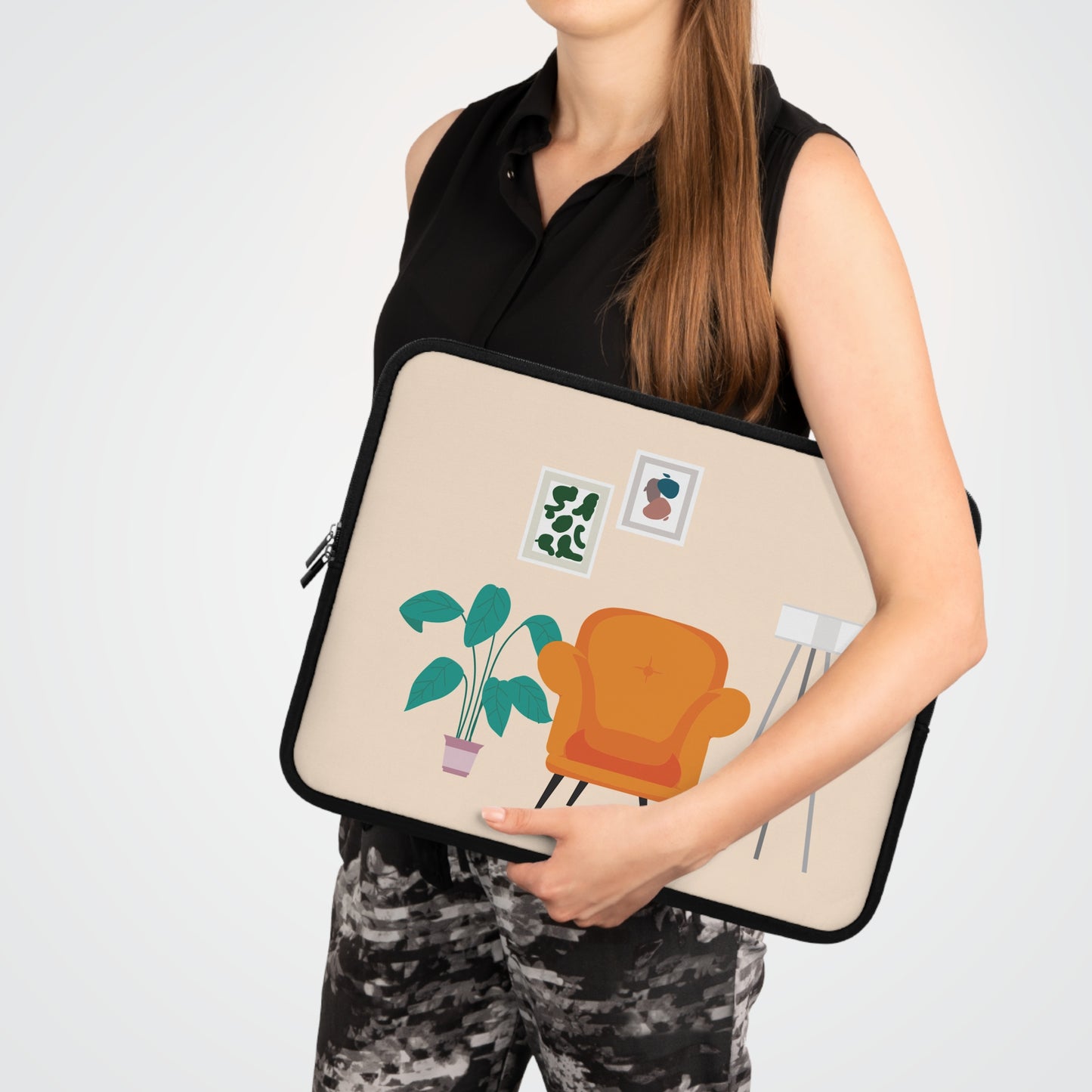 Clean Work, Clean Mind | Laptop Sleeve with Minimalist Living Room Print | Sleek – Stylish – Smart