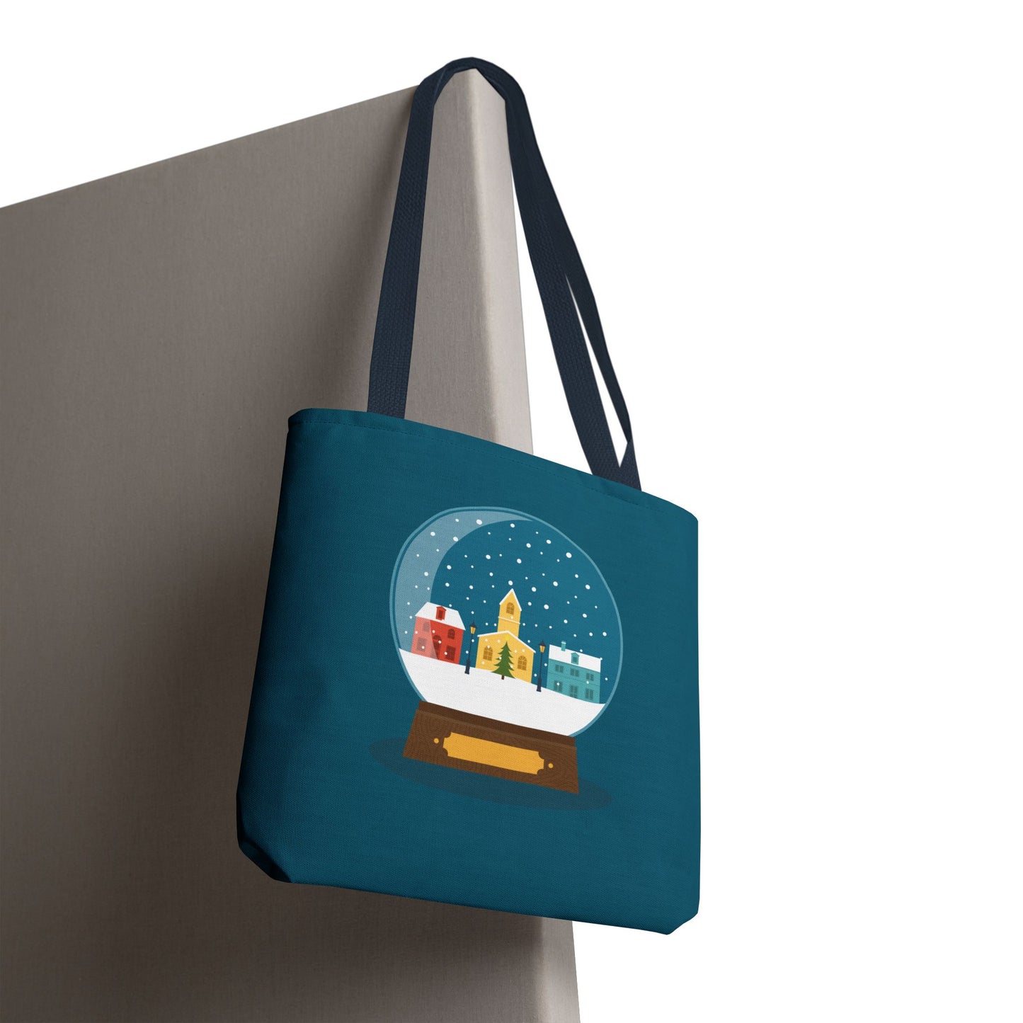 Winter Snow Globe Home | Cozy Winter House Tote Bag with Snow Globe Design