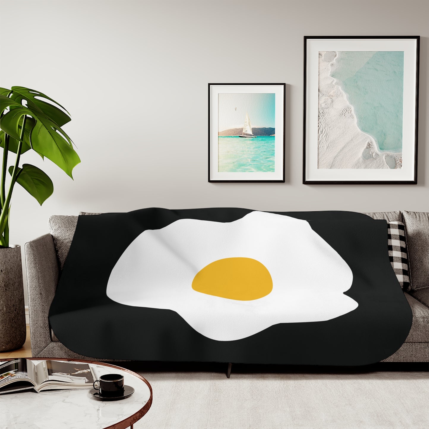 Wake Up Happy | Sherpa Blanket with Fried Egg Print