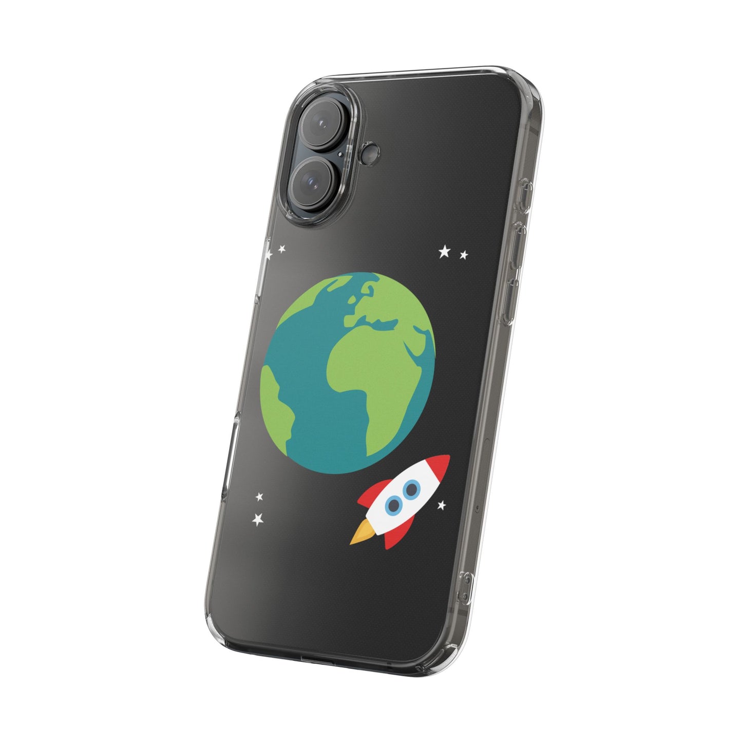 Everyday Launch | Clear Case with Rocket Leaving Earth | Bold – Bright – Space-Inspired Style