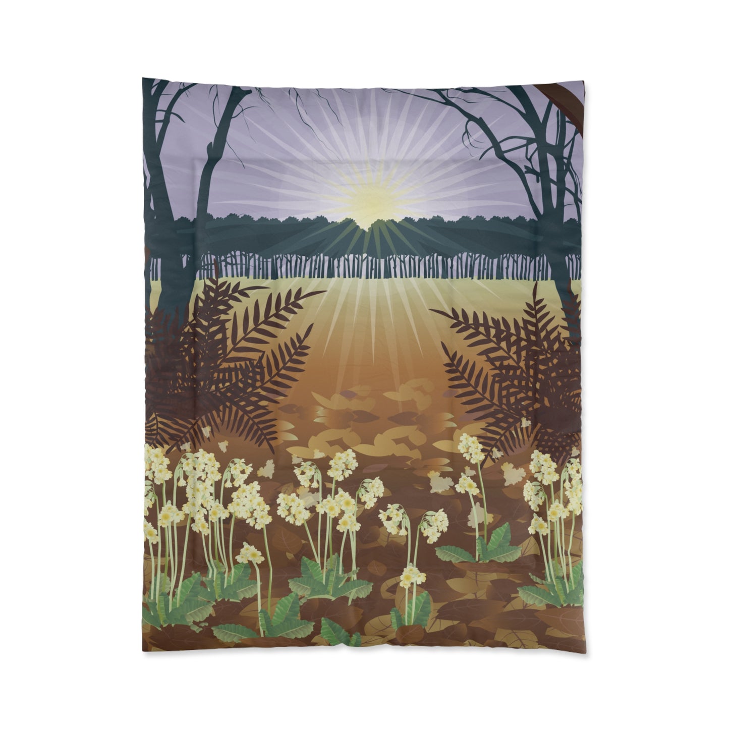 Sunrise Comforter | Morning Light Through Wildflowers | Nature-Inspired Elegance