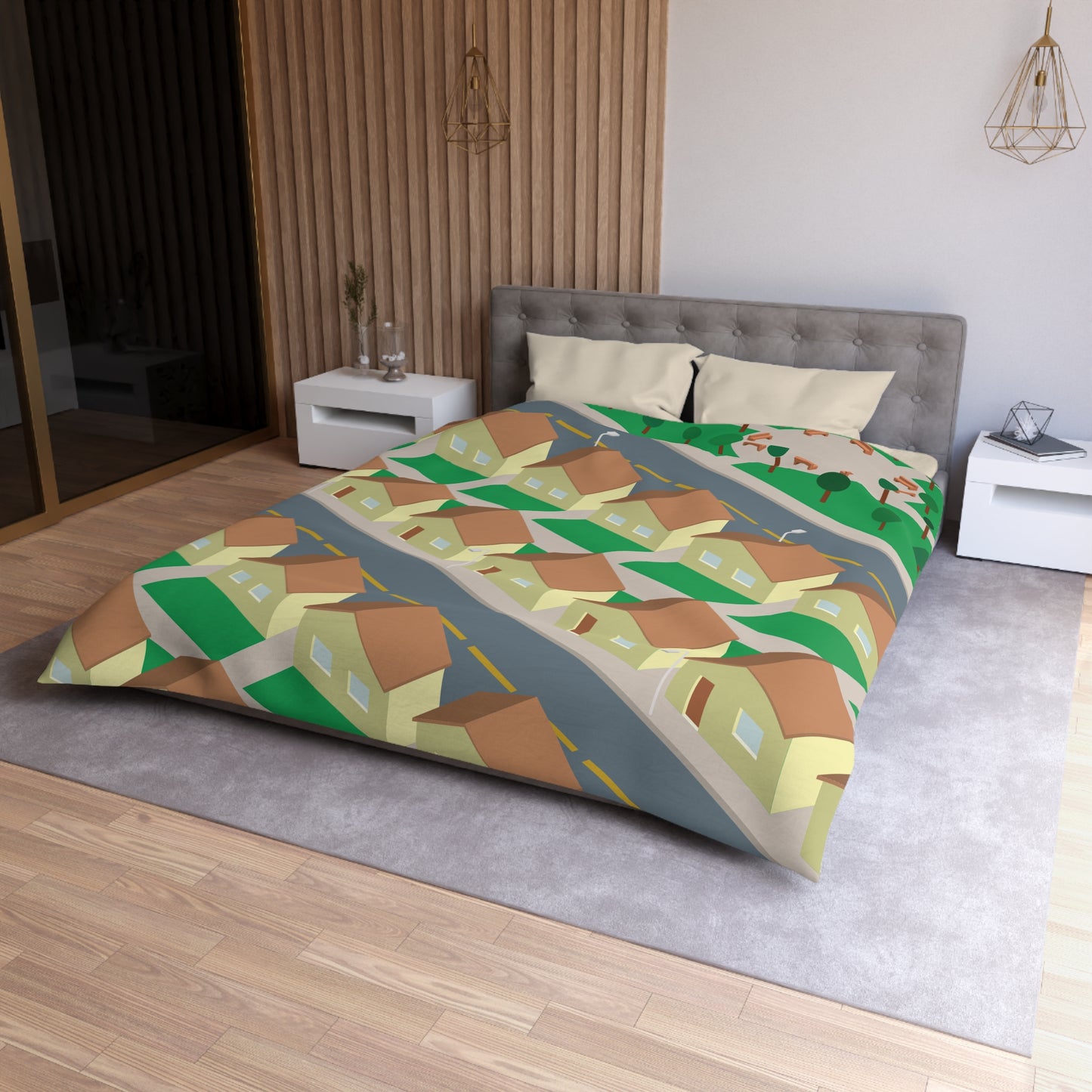 “Urban House View” Microfiber Duvet Cover | Where Architecture Meets Comfort