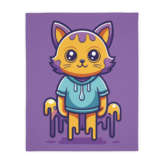 “Dreamy Cat” Velveteen Blanket | Soft, Cute & Cozy