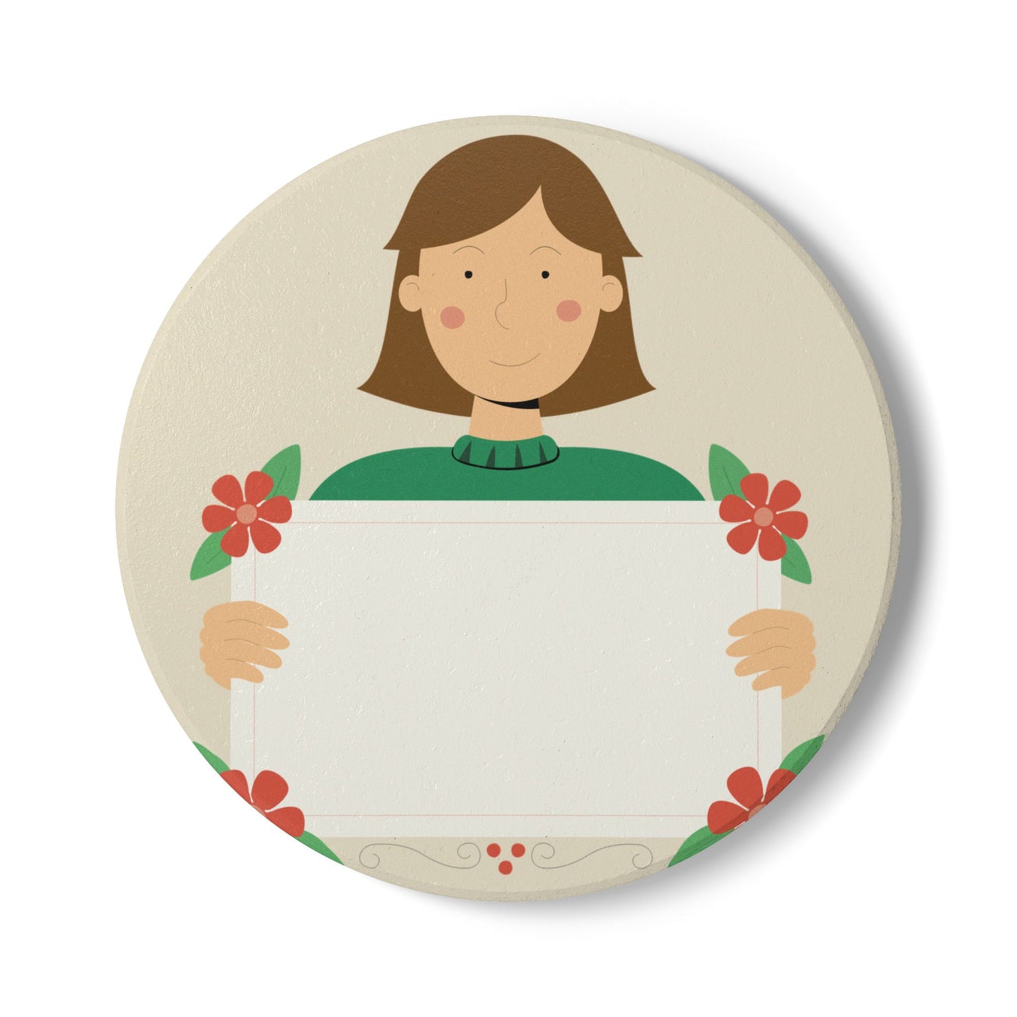 “Speak Up” Ceramic Coaster | Girl with Sign Design