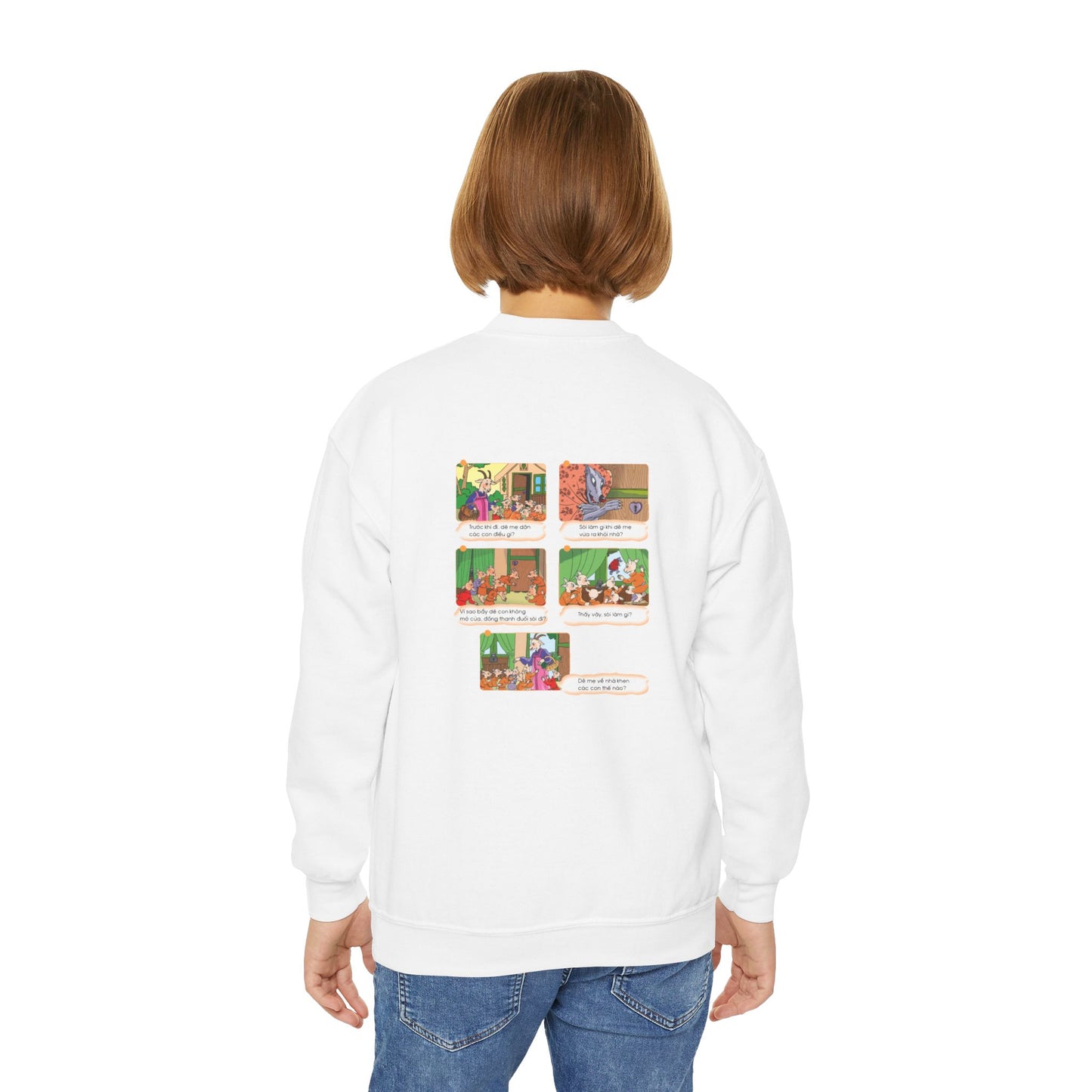 Premium Youth Crewneck Sweatshirt | The Story of the Kind Girl and Grateful Bear