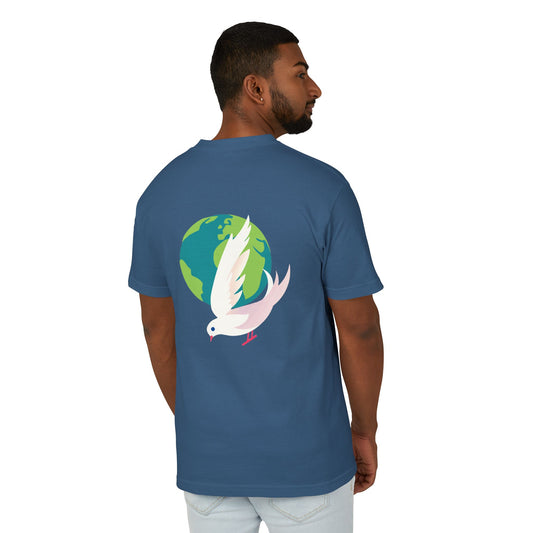 Global Peace Vibes | Unisex Garment-Dyed Tee with Dove & Earth Print | Fun – Meaningful – Earth-Loving