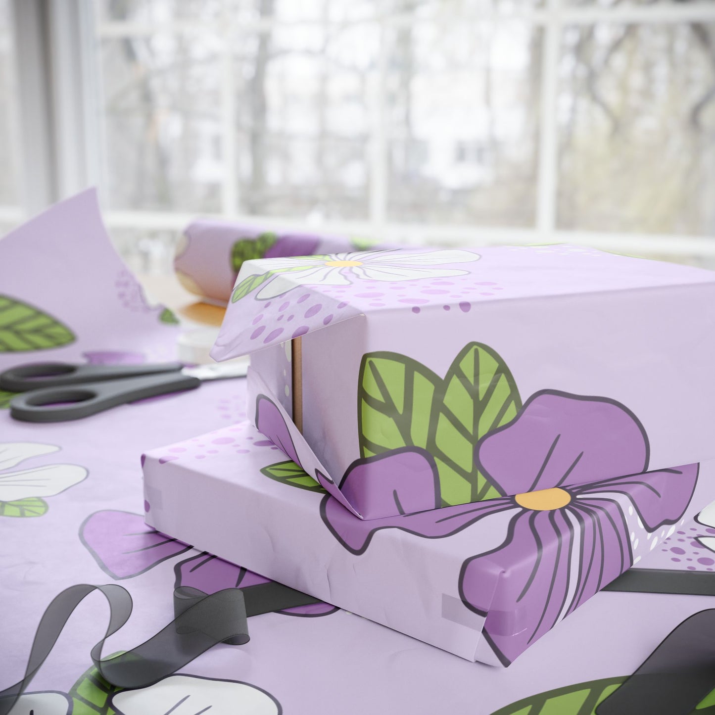 Purple Blossom Elegance | Premium Floral Wrapping Paper