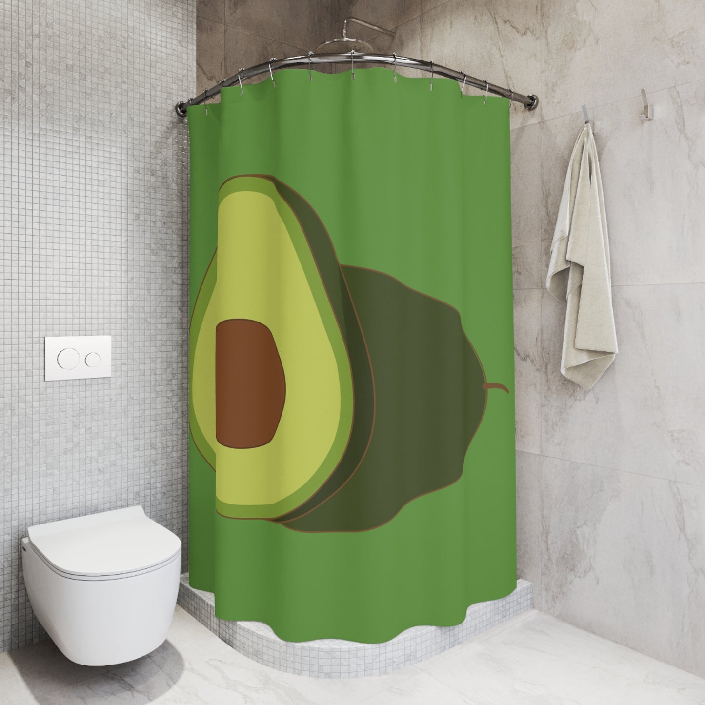 Halved Avocado Shower Curtain | Elegant, Luxurious, and Playfully Minimalist