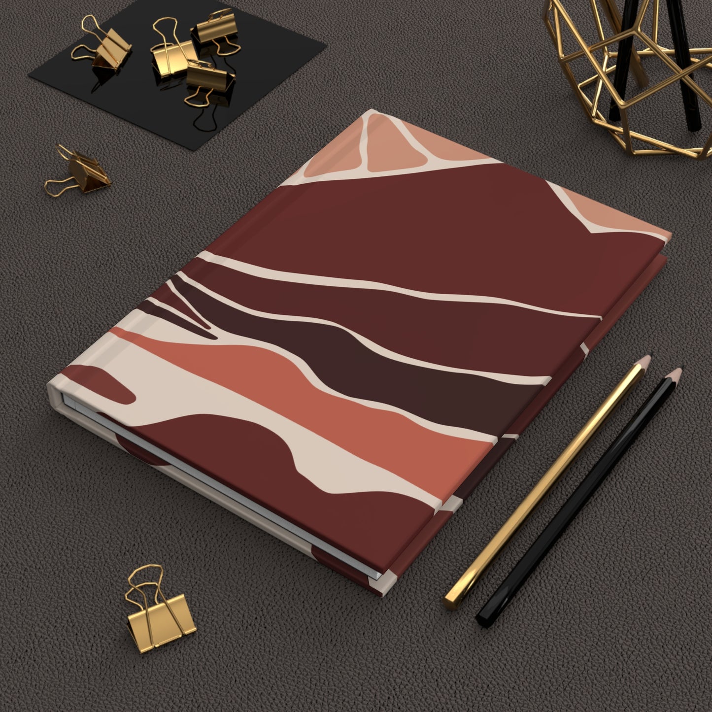 Solrise Journal | Minimalist Hardcover Notebook with Abstract Sun & Mountain Design