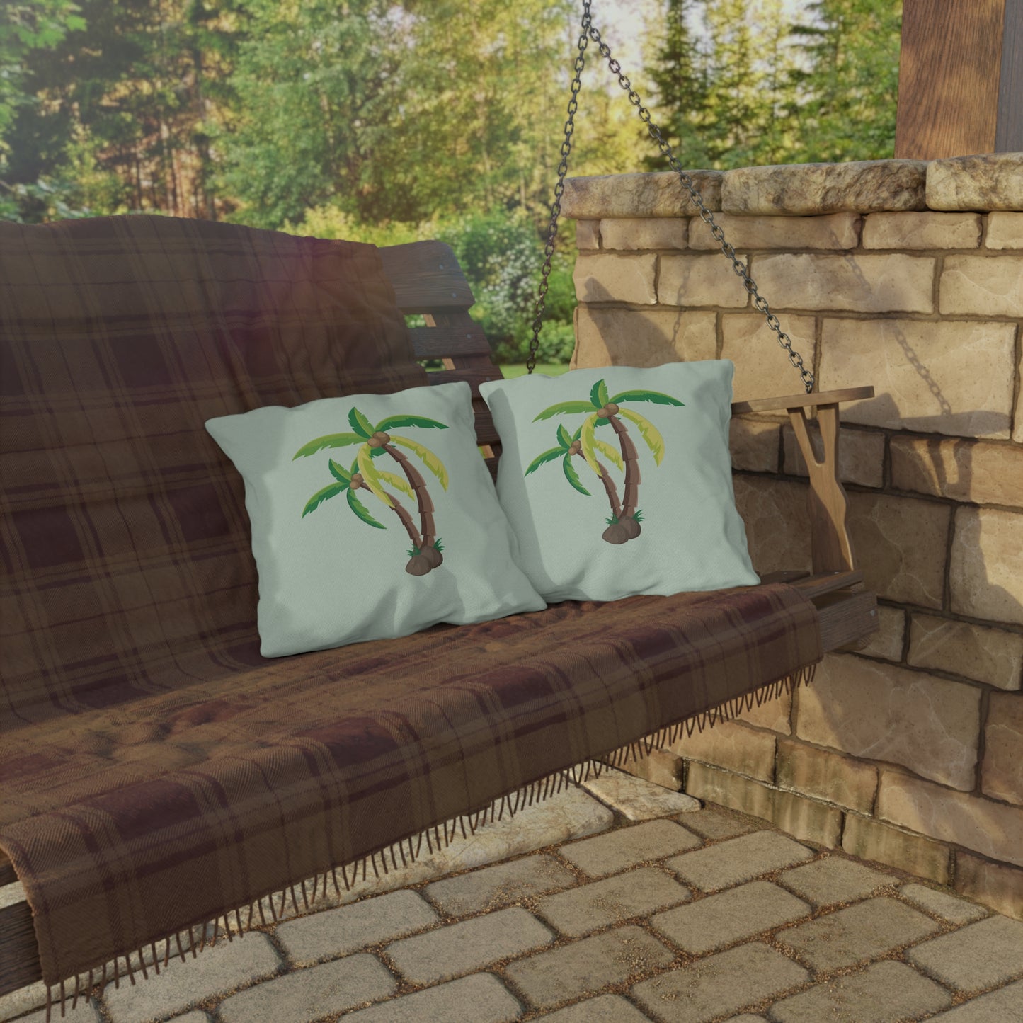 Palm Tree Outdoor Pillow | Tropical Island Vibe Decor