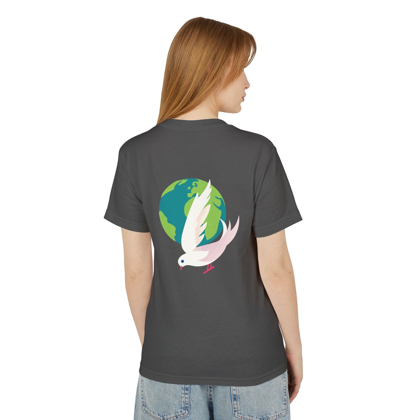 Global Peace Vibes | Unisex Garment-Dyed Tee with Dove & Earth Print | Fun – Meaningful – Earth-Loving