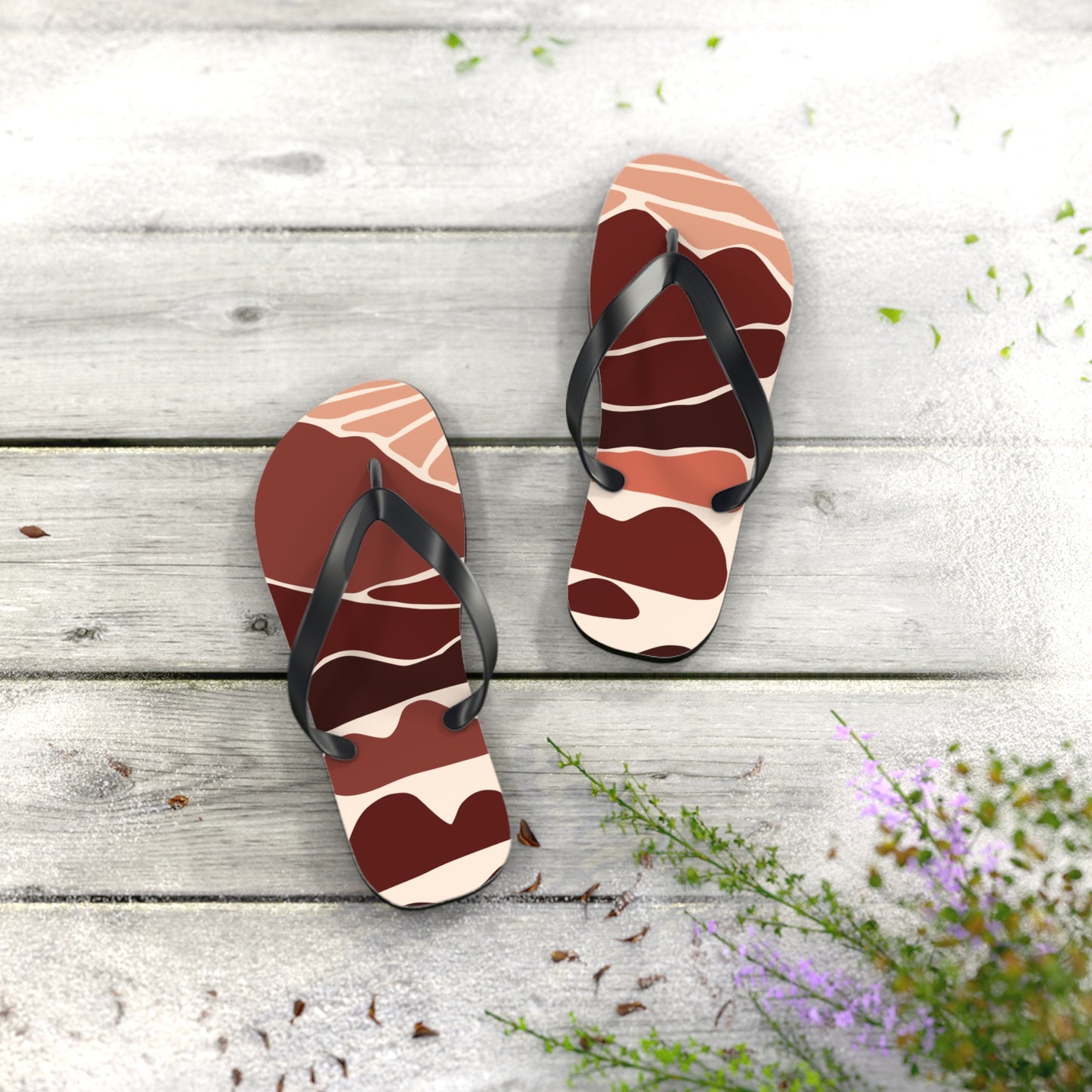 SolMori | Minimalist Flip-Flops with Abstract Sun & Mountain Print