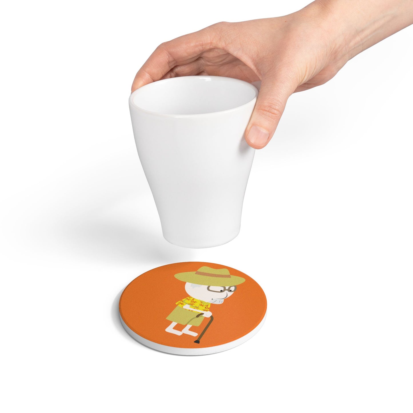 Ceramic Coaster | Grandpa with Cane | Whimsical & Minimalist
