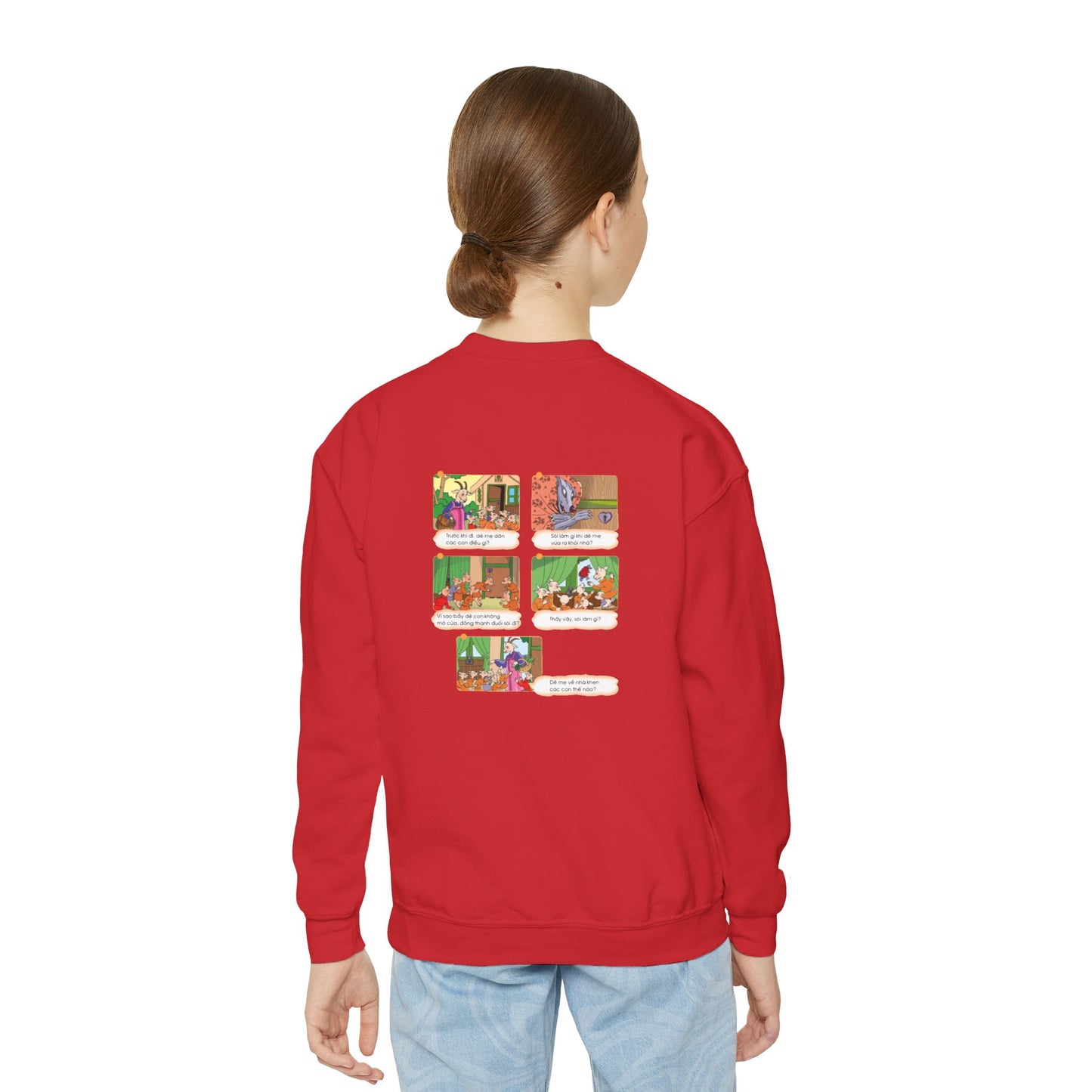 Premium Youth Crewneck Sweatshirt | The Story of the Kind Girl and Grateful Bear