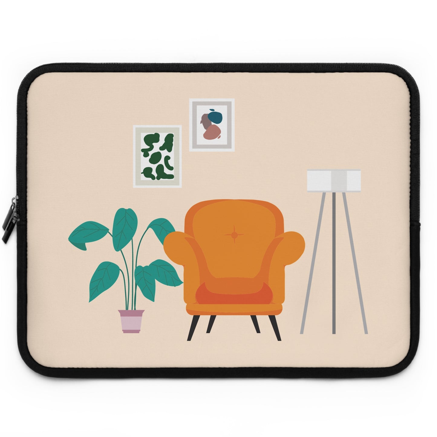 Clean Work, Clean Mind | Laptop Sleeve with Minimalist Living Room Print | Sleek – Stylish – Smart